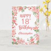 Carte 18e anniversaire Peach Peonies rose Aquarelle Flor (Fleur jaune)