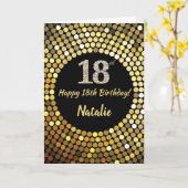 Carte 18e Birthday Black and Gold Glitter (Fleur jaune)