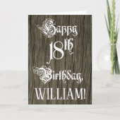 Carte 18e Birthday: Fancy, Elegant Text; Faux Wood Look (Devant)