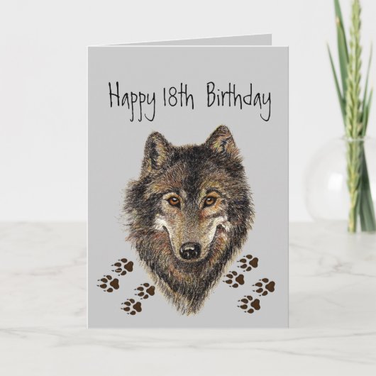 Carte 18e, Dix-huit, Loup d'anniversaire, Loups, Animal (Devant)