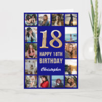 18e Joyeux anniversaire Marine Blue & Gold Photo C