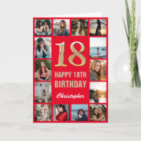 18e Joyeux Anniversaire Rouge et or Collage photo