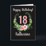 Carte 18e or all ages Birthday Pink Floral Name<br><div class="desc">Happy 18th or all age day Blush Pink Floral Wreath Name Card. Customize the name and age on the front and the greeting messages on the front and inside.</div>