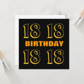 Carte 18ème Ado Anniversaire d'or moderne et noir W1016 (Devant/Arrière en situation)