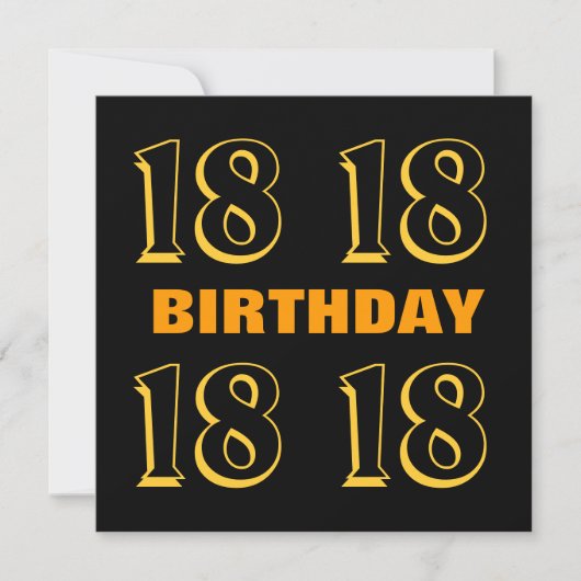 Carte 18ème Ado Anniversaire d'or moderne et noir W1016 (Devant)