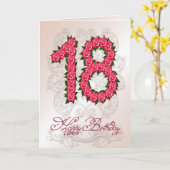 Carte 18ème anniversaire avec rose et feuille (Fleur jaune)