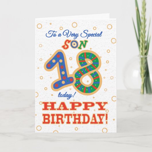 Carte 18ème anniversaire coloré pour Fils Spécial (Devant)