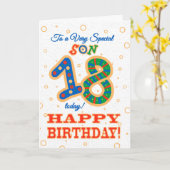 Carte 18ème anniversaire coloré pour Fils Spécial (Fleur jaune)
