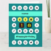 Carte 18ème hashtag informatique anniversaire ajouter no (Devant)