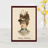 Carte 1900 Ladies Fashion Hat Greeting Card (Fleur jaune)