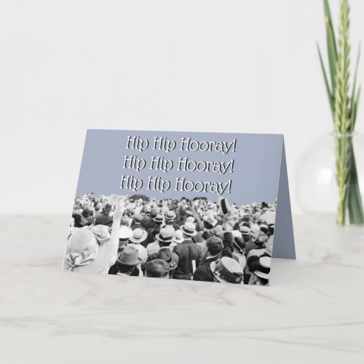 Carte 1910's CROWD CHEERING PHOTO HIP HIP HOORAY! (Devant)