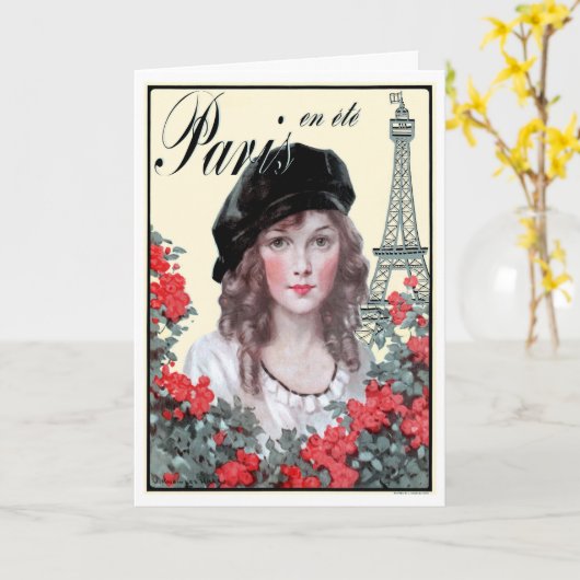 CARTE 1914! "PARIS IN THE SUMMER" CUSTOM FRENCH GREETING (Fleur jaune)