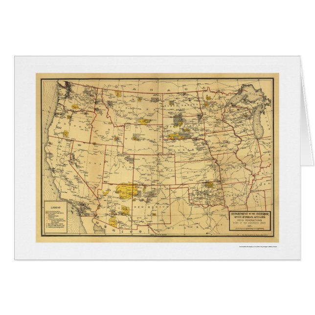 Carte 1923 de réserve indienne (Devant horizontal)