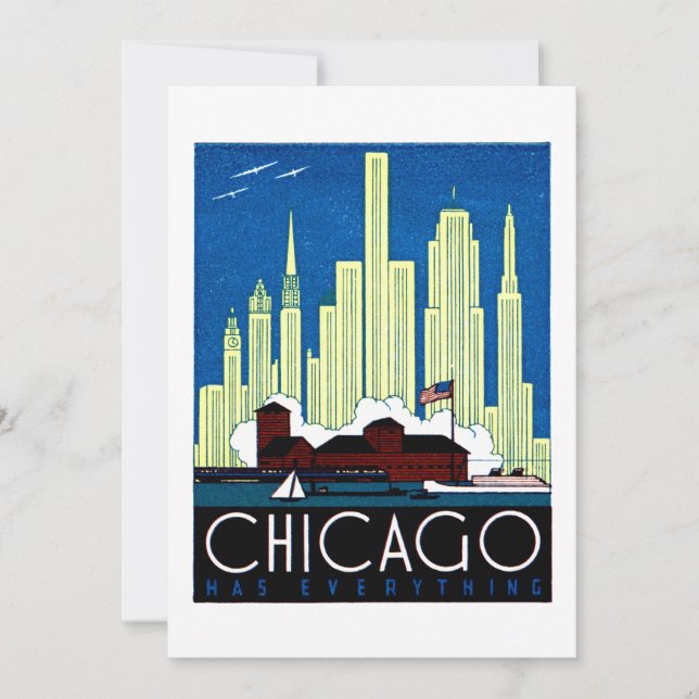 Carte 1930 Visit Chicago Poster (Devant)