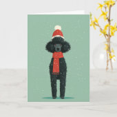 Carte 1950 Christmas Poodle (Fleur jaune)