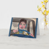 Carte 1950 Maman au volant (Fleur jaune)