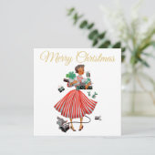 Carte 1950 Noël Dame Vintage (Debout devant)