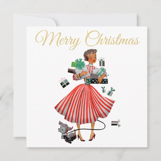 Carte 1950 Noël Dame Vintage (Devant)