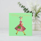Carte 1950 Noël Dame Vintage (Debout devant)