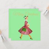 Carte 1950 Noël Dame Vintage (Devant/Arrière en situation)