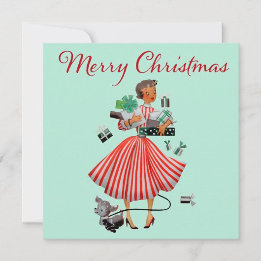 Carte 1950 Noël Dame Vintage  (Devant)