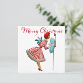 Carte 1950 Vintage Lady Checking Christmas Mail (Debout devant)