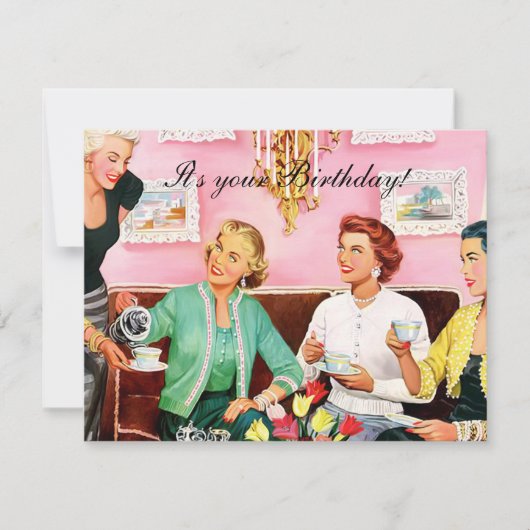 Carte 1950's Afternoon Tea Joyeux anniversaire (Devant)