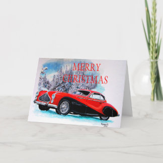 CARTE 1951 de NOËL de coupé de GS de Talbot-Lago