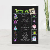 Carte 1957 Anniversaire Fun Trivia Faits (Devant)