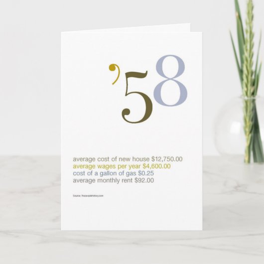 Carte 1958 anecdotes amusantes d'anniversaire (Devant)