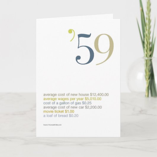 Carte 1959 Anniversaire Fun Facts (Devant)