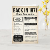 Carte 1971 Back in the Day, Fun Facts Birthday Card (Fleur jaune)