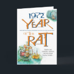 Carte 1972 Zodiac Rat Funny Birthday<br><div class="desc">Cover text lists fameux "Rat" like Mozart and Shakespeare,  along with positive personality portraits. Funny inside text can be cuztomized or removed.</div>