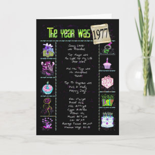 Carte 1977 Année d'anniversaire Trivia