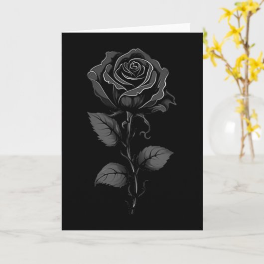 Carte 199 Fleurs Graphisme Rose Noire , Petit  (Fleur jaune)