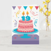 Carte 19 Anniversaire du gâteau (Fleur jaune)