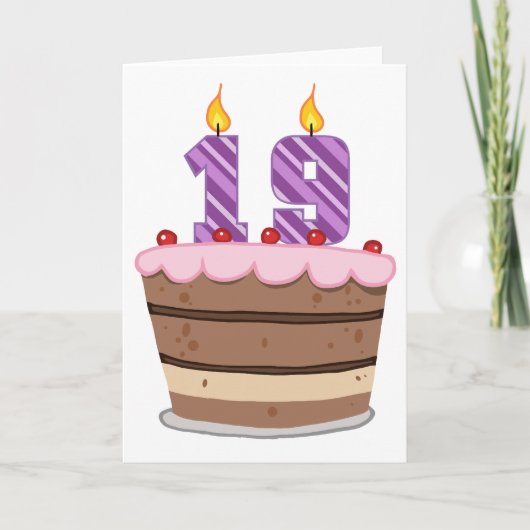 Carte 19 ans sur le gâteau d'anniversaire (Devant)