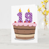 Carte 19 ans sur le gâteau d'anniversaire (Fleur jaune)