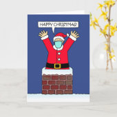 Carte 19 Père Noël saute de Chimney dans un masque facia (Fleur jaune)