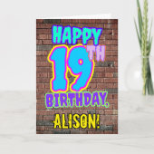 Carte 19e anniversaire - Amusant, Graffiti urbain inspir (Devant)