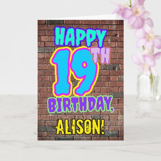 Carte 19e anniversaire - Amusant, Graffiti urbain inspir (Orchidée)