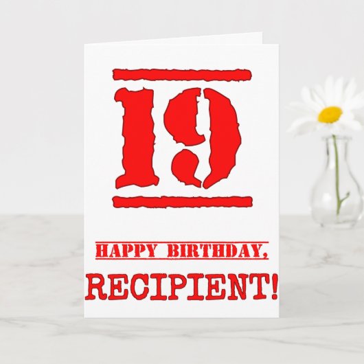 Carte 19e anniversaire : Amusant, Timbre en caoutchouc r (Petite plante)