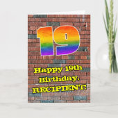Carte 19e anniversaire : Arc-en-ciel amusant inspiré par (Devant)