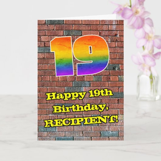 Carte 19e anniversaire : Arc-en-ciel amusant inspiré par (Orchidée)