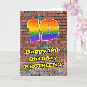 Carte 19e anniversaire : Arc-en-ciel amusant inspiré par