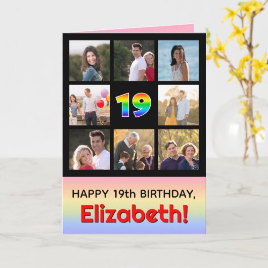 Carte 19e anniversaire : Arc-en-ciel amusant #, photos p (Fleur jaune)