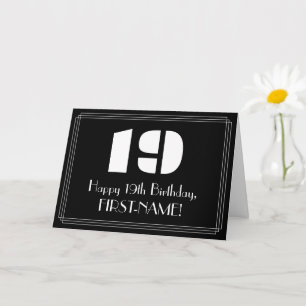 Carte 19e anniversaire : Art Déco Inspiré Look "19" & No