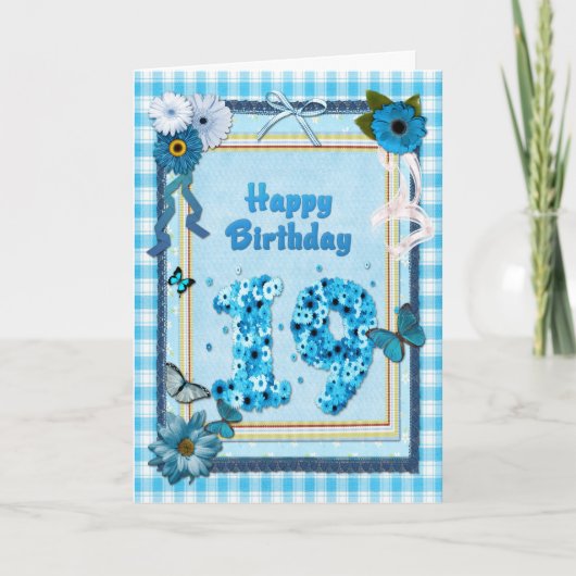 Carte 19e anniversaire avec un effet de scrapbook (Devant)