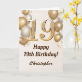 Carte 19e anniversaire Ballons d'or et Confetti Annivers (Fleur jaune)
