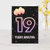 Carte 19e anniversaire Ballons et Confetti (Fleur jaune)